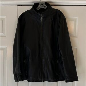 Jos. A. Bank black genuine leather jacket with stand collar